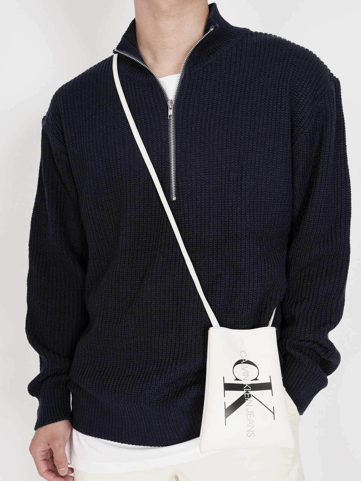 믹스 니트 반집업 오버핏 하프집업 스웨터 (6color)