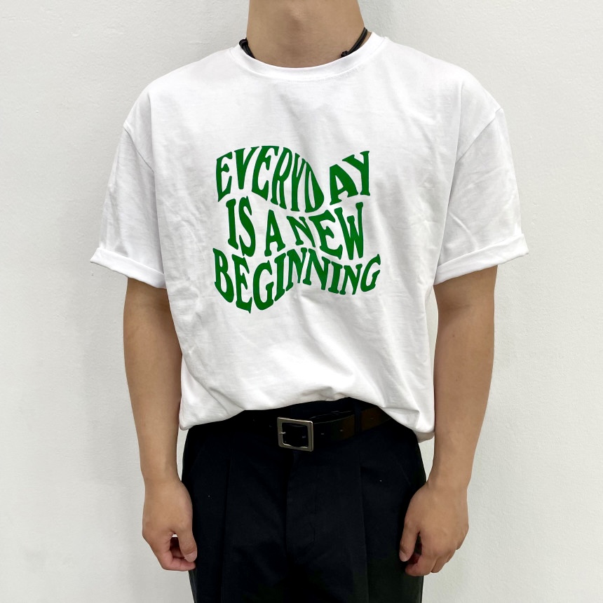 에브리데이 티셔츠 체키룩 레터링 반팔 오버핏 나염 프린팅 워싱 (3color)