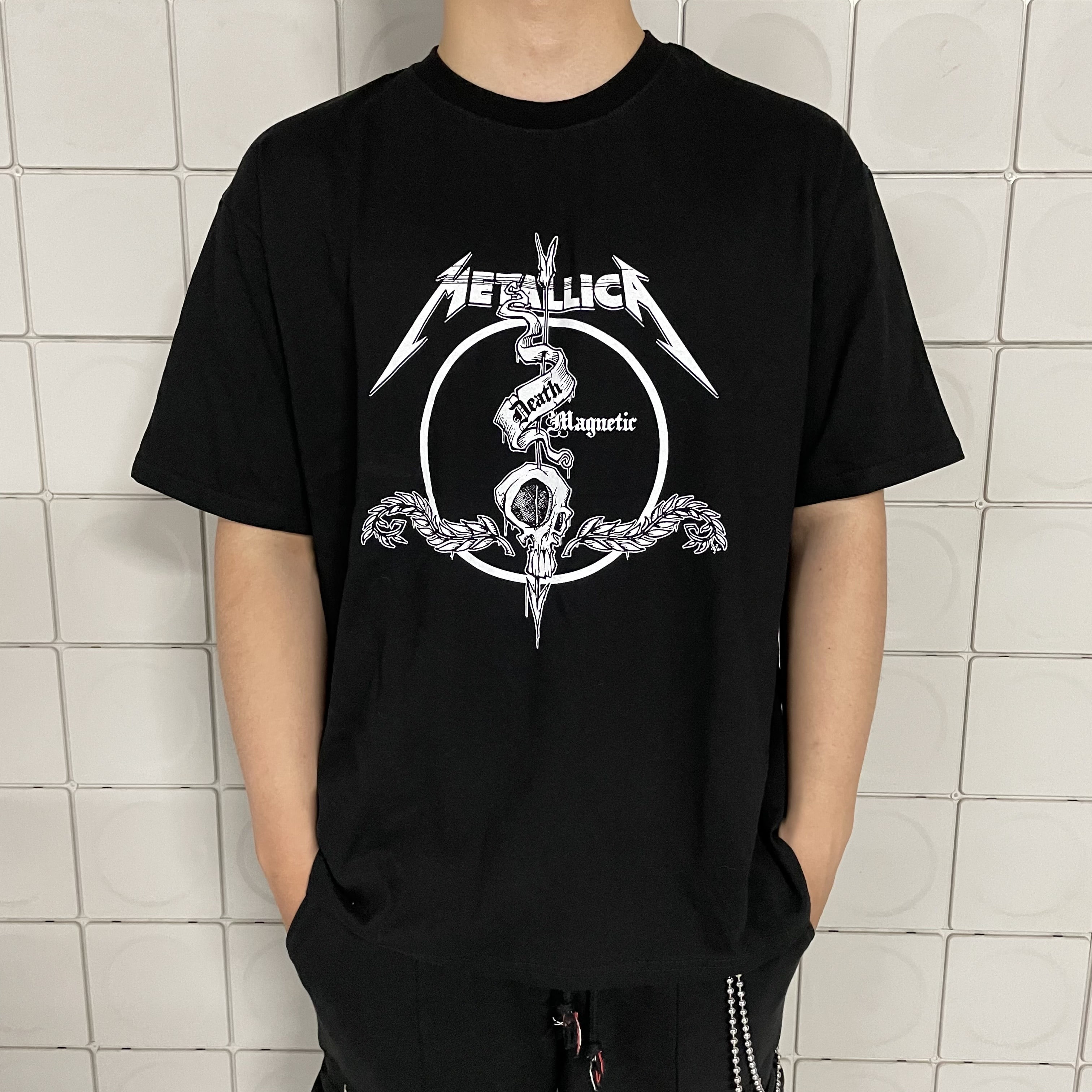 메탈리카 티셔츠 데스 프린팅 반팔 오버핏 락 ACDC (2color) (남녀공용)