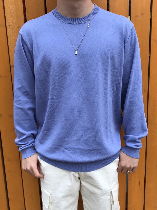 린넨 라운드 니트 무지 사계절 기본 스웨터 티셔츠 (남녀공용) (ML)